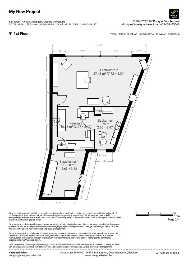 Te koop: Te renoveren kangeroewonen met 4 slaapkamers, badkamer en garage in het centrum van Maldegem – 376 m² perceel foto 21