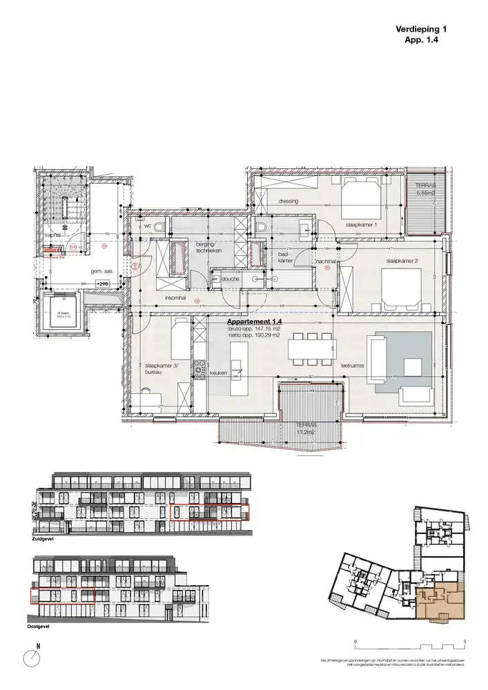 Ruim 3-slpk appartement van 130 m² op het 1ste verdiep – Residentie Sint Amandus foto 5