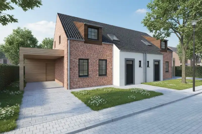 Nieuw te bouwen halfopen woning te Zandvoorde. foto {{pictureIndex}}