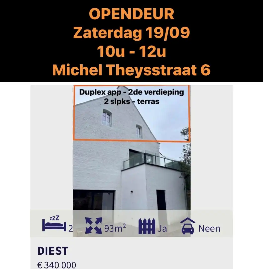 GERENOVEERD DUPLEX APPARTEMENT te Diest : 2 slpks, terras foto {{pictureIndex}}