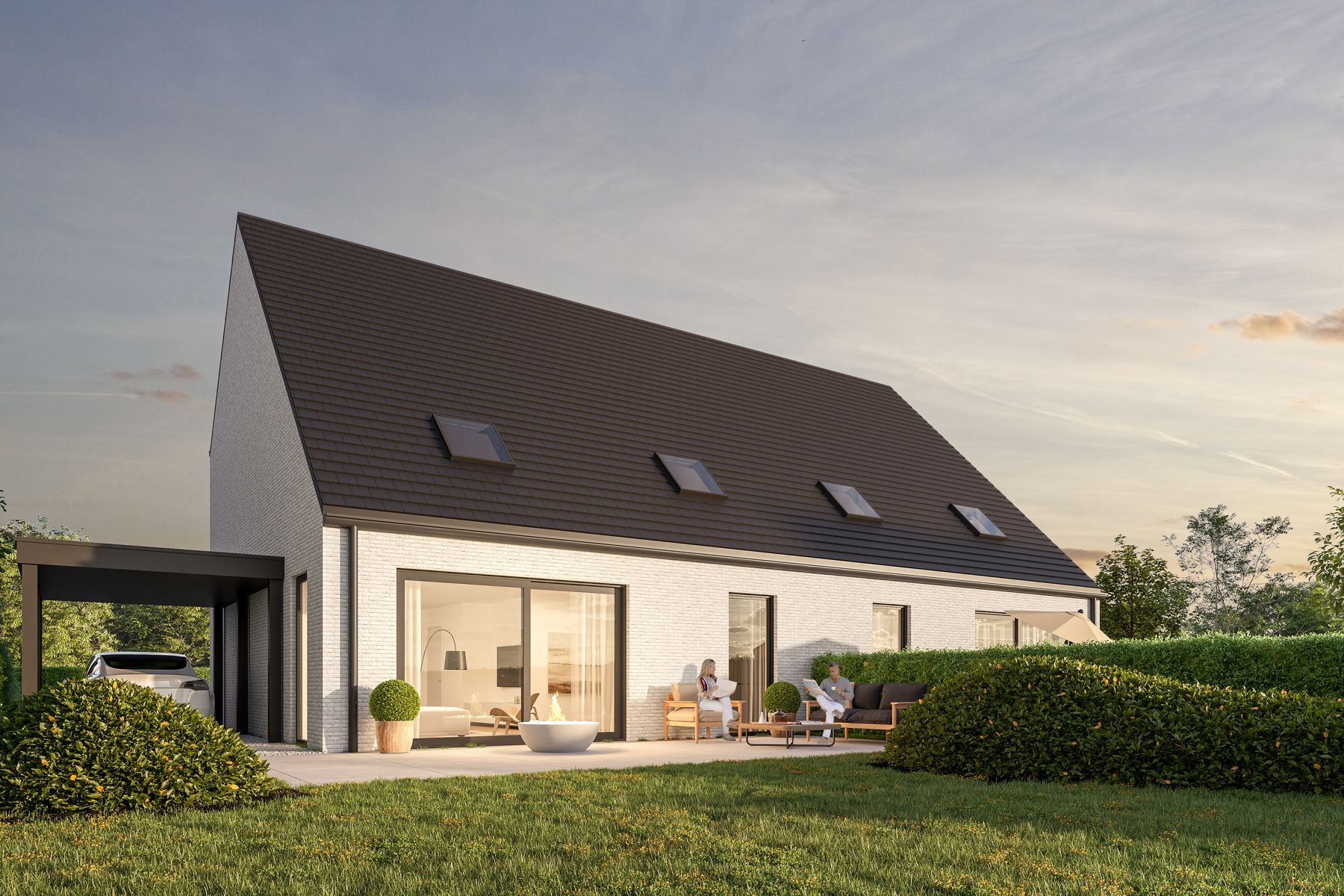Halfopen nieuwbouw met grote tuin en carport foto 4