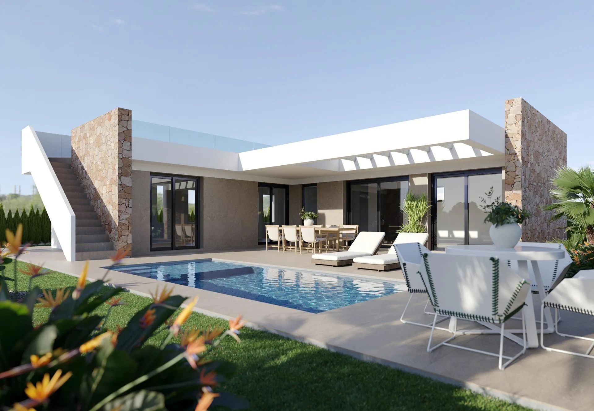 Leef het Mediterraanse droomleven: exclusieve gelijkvloerse villa’s met privézwembad foto {{pictureIndex}}