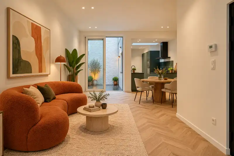 Verscholen achter een charmante groene gevel: prachtig gerenoveerde woning met 3 slaapkamers foto 2
