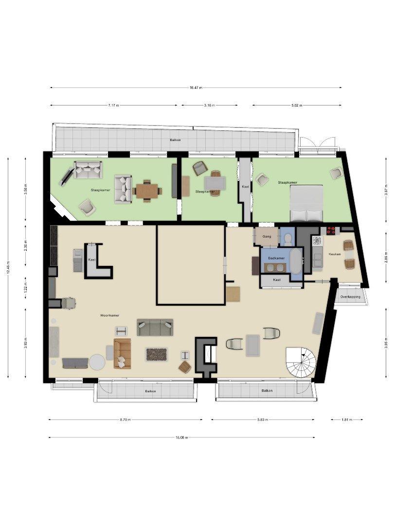 RIANT APPARTEMENT MET ZICHT OP ZEE EN TERRASSEN  foto 2