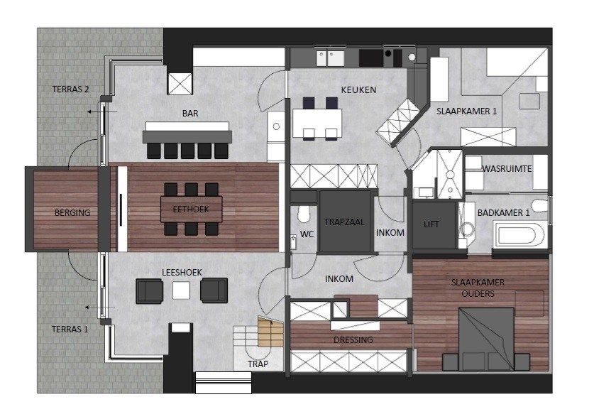 Zéér ruim en lichtrijk duplex appartement met zuidgerichte terrassen op topligging foto 18
