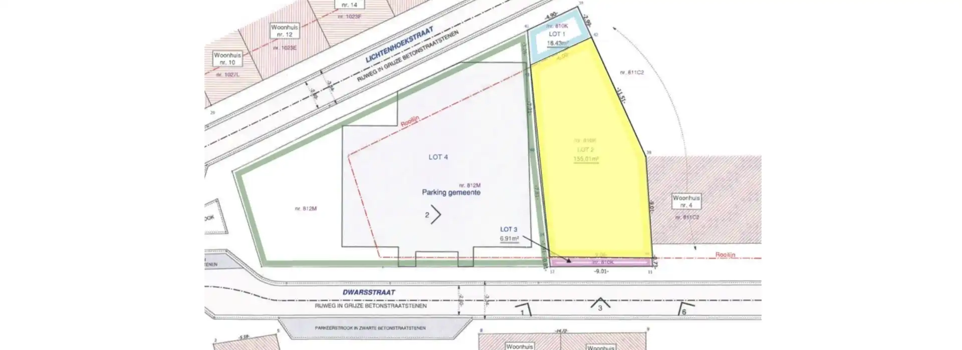 Bouwgrond 155m² voor driegevelwoning nabij centrum Denderleeuw foto {{pictureIndex}}