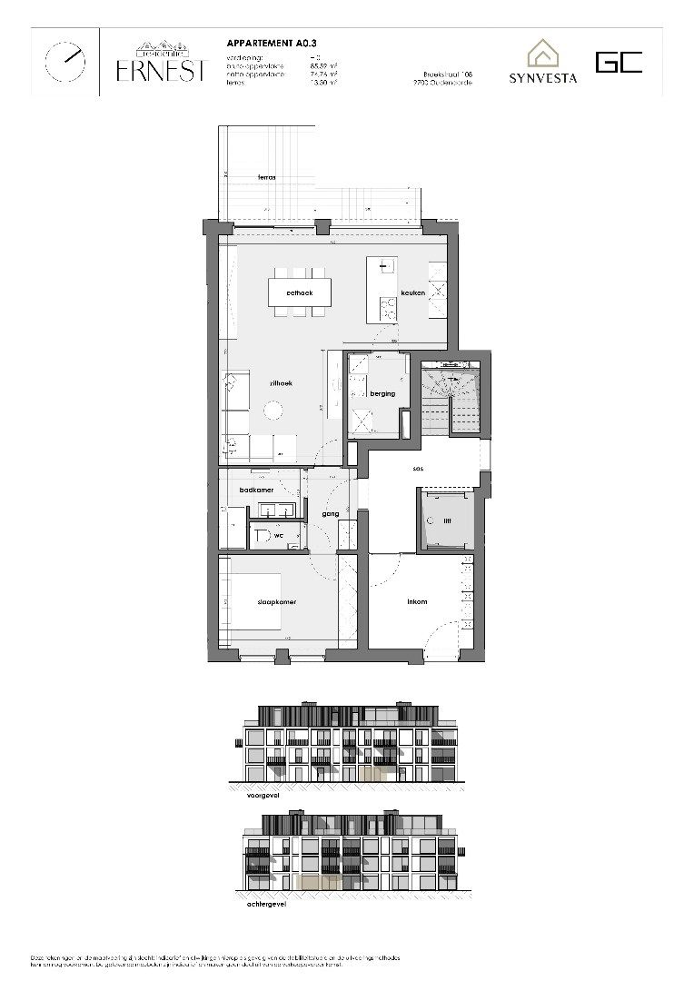 Gelijkvloers 1-slaapkamersappartement in nieuwbouwproject Ernest foto 3