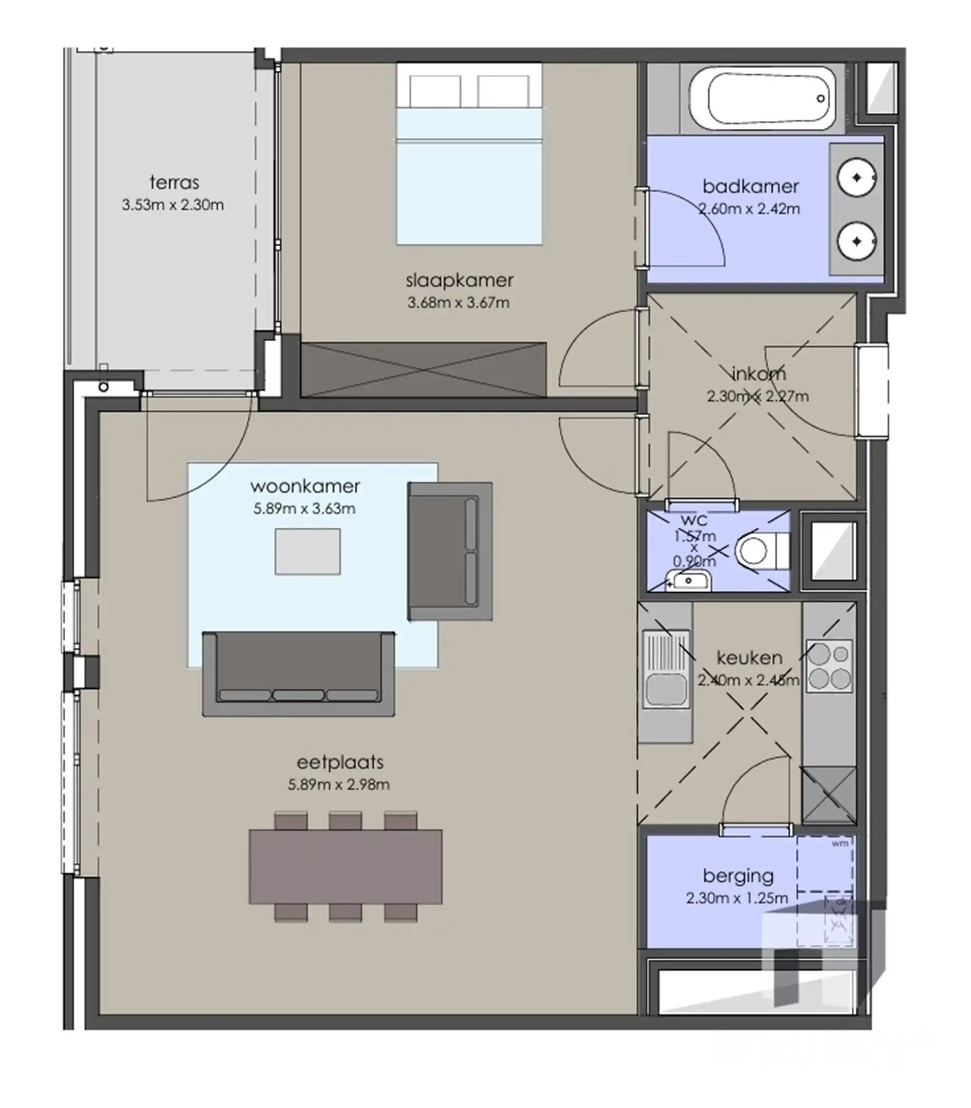 Appartement met 1 slaapkamer, parking en kelder foto 4