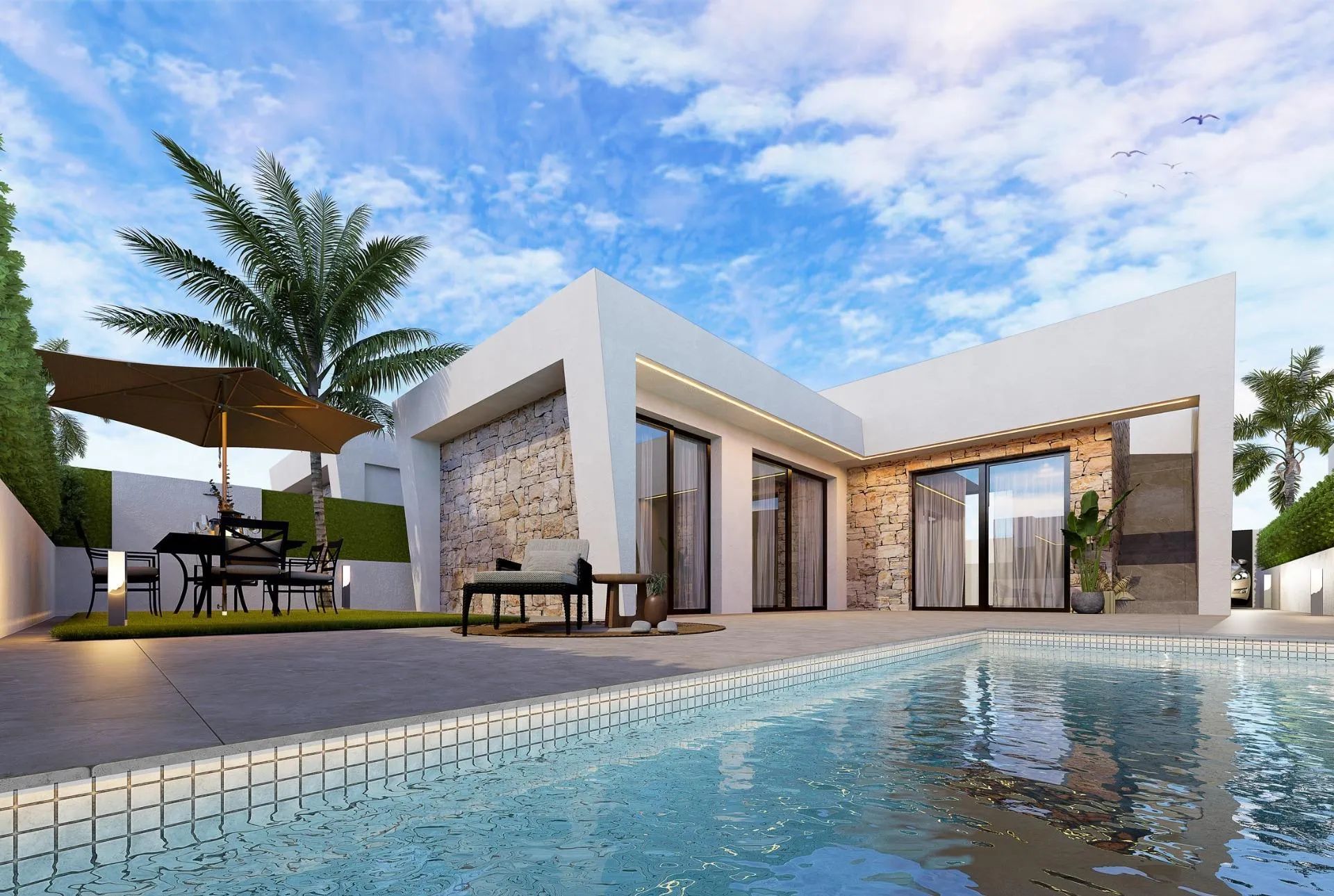 Ontdek de luxe van het leven in onze nieuwe villa's, omgeven door de groene pracht van golfterreinen. Jouw perfecte oase van rust en comfort foto {{pictureIndex}}