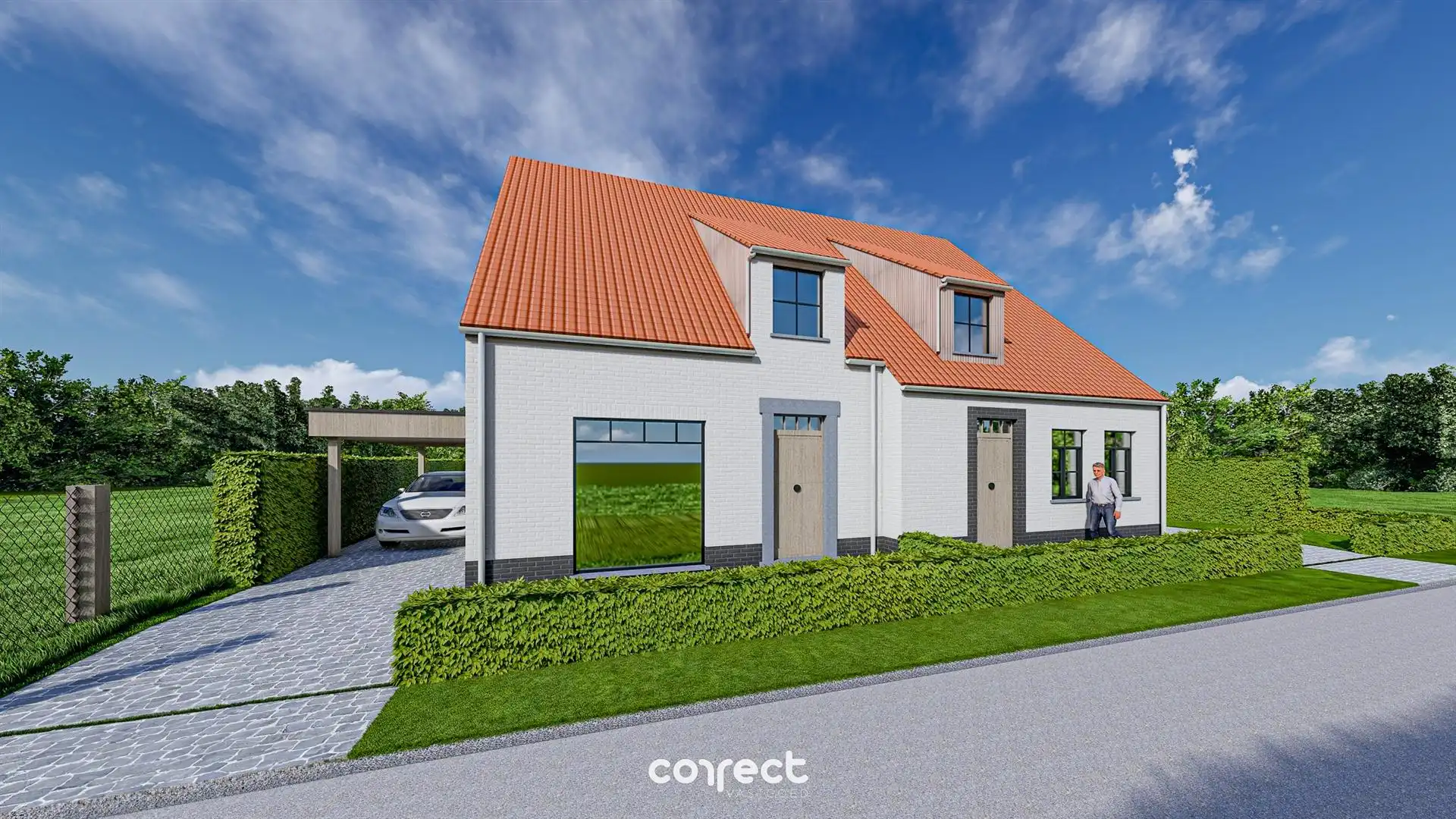 Nog te bouwen nieuwbouw-koppelbouw in landelijke stijl met 3 slaapkamers. foto {{pictureIndex}}