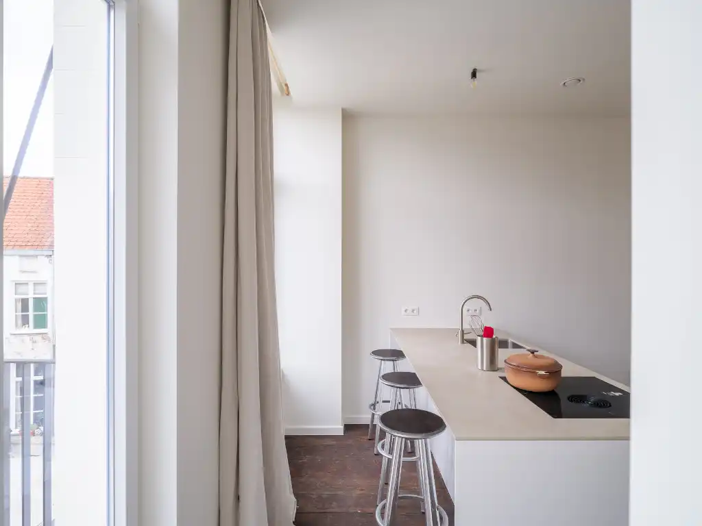 Gerenoveerd tweeslaapkamerappartement met zonnig terras in een voormalige herenwoning, nabij het historisch centrum van Gent. foto 6