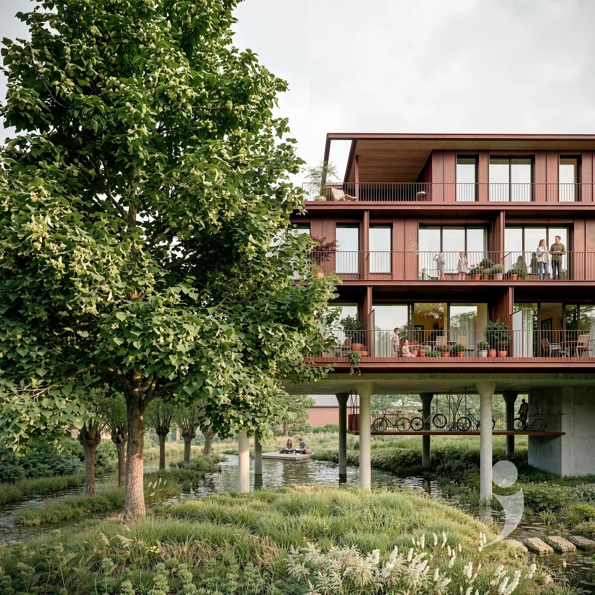 Architecturale duplex in groen Leuvens park foto {{pictureIndex}}