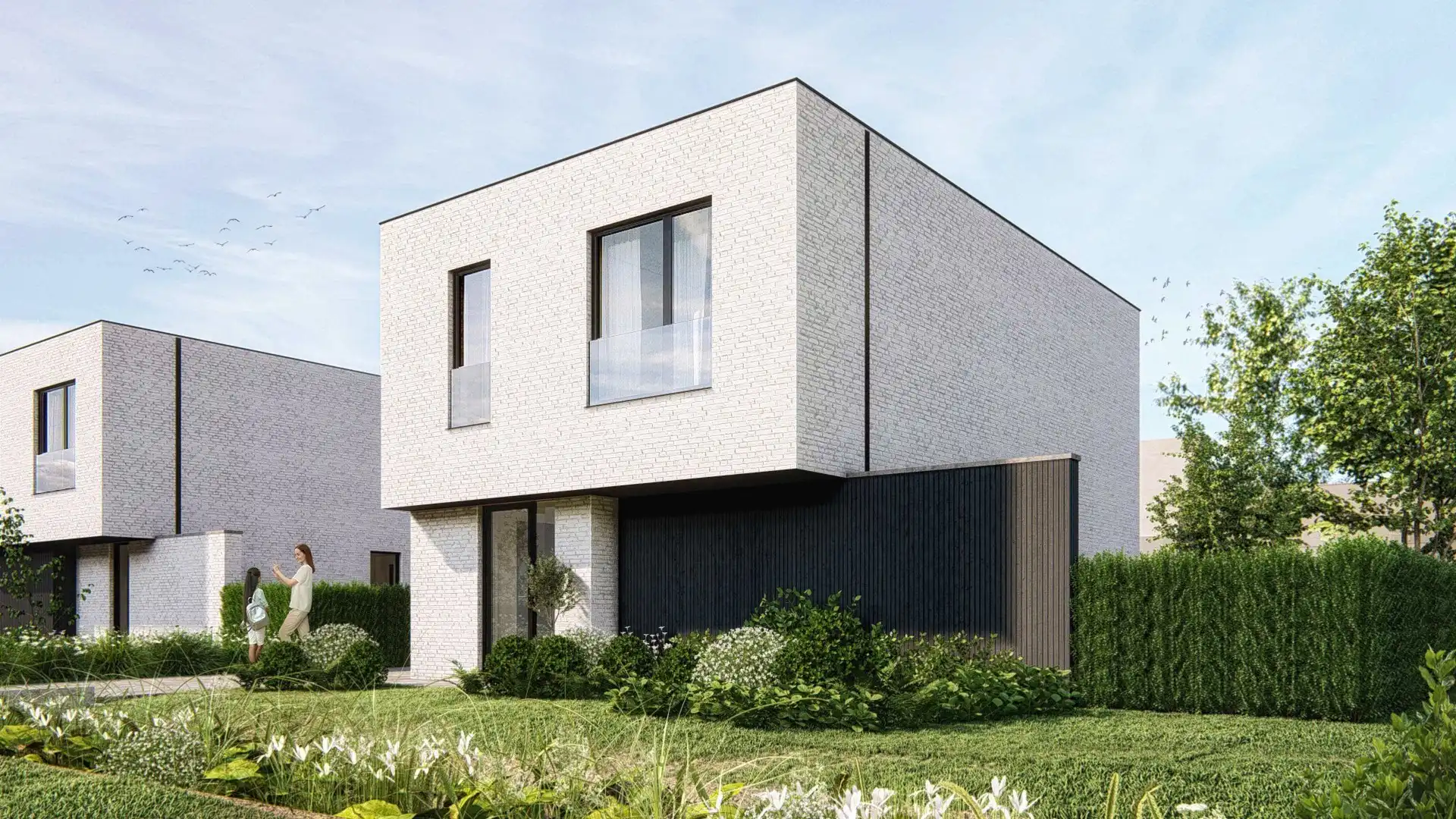 Bijna afgewerkte open bebouwing in groene wijk foto 2