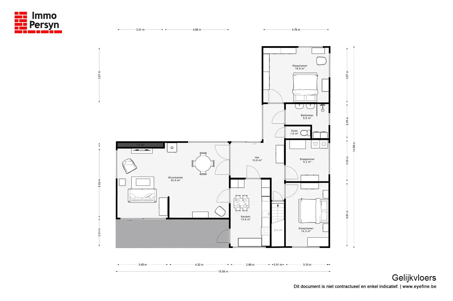 Gelijkvloerse woning met 3 slpk en dubbele garage foto 38