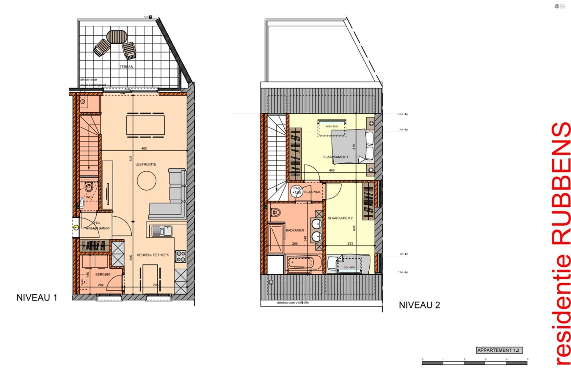 Uitzondelrijk duplex appartement met 2 slpkm en zolder. foto 6