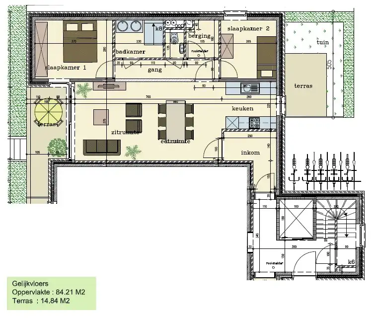 Appartement met 2 slaapkamers en garagebox te Westrozebeke foto 2