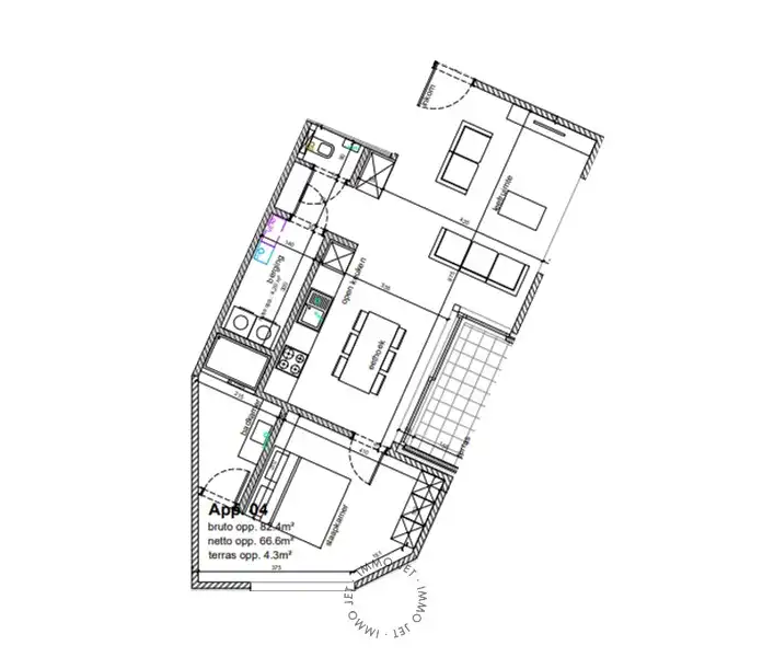 Gelijkvloers nieuwbouwappartement met terras en 1 slaapkamers foto 4