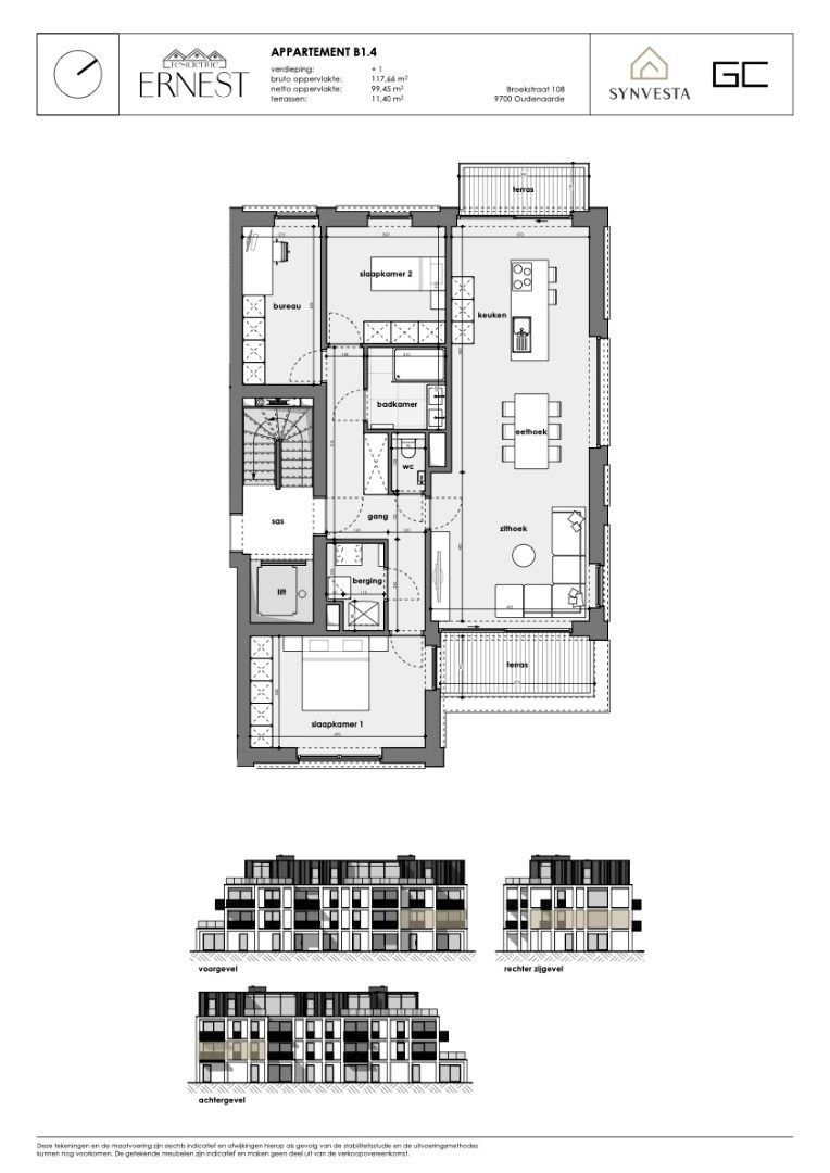 2-slaapkamersappartement met 2 terrassen in nieuwbouwproject Ernest foto 3