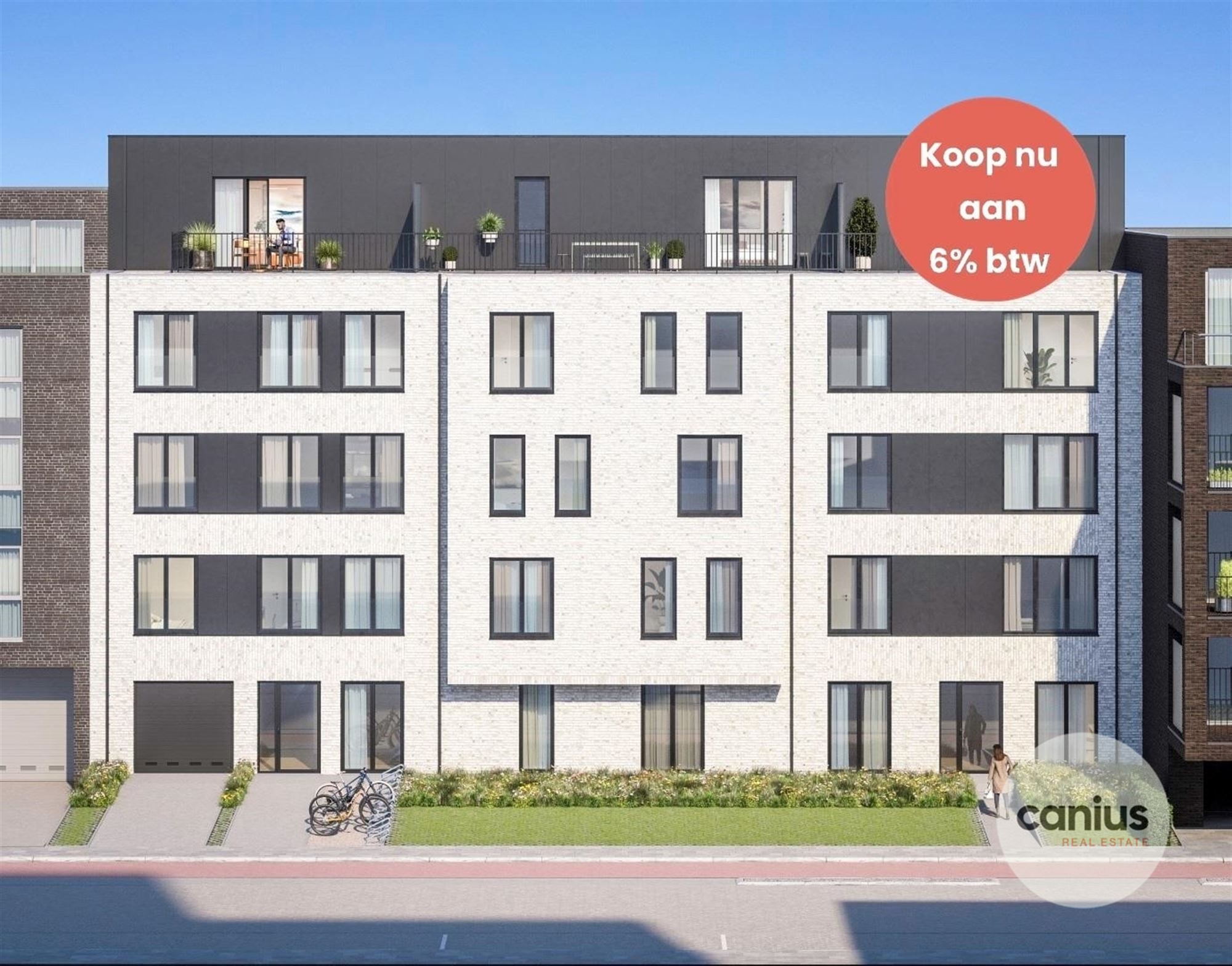 GESCHILDERDE PENTHOUSE IN HARTJE HASSELT MET 1 SLK + 2 TERRASSEN & PARKING foto {{pictureIndex}}