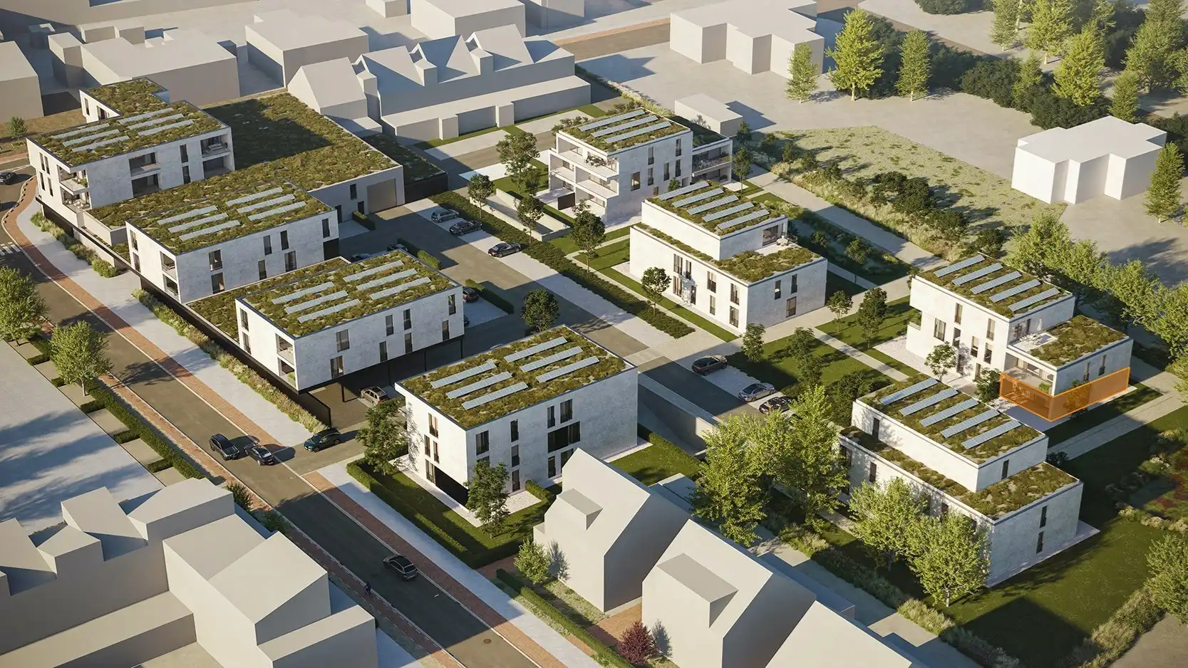 Trendy en energiezuinig nieuwbouw 2-slpk appartement en zeer groot terras in het centrum van Koersel foto {{pictureIndex}}