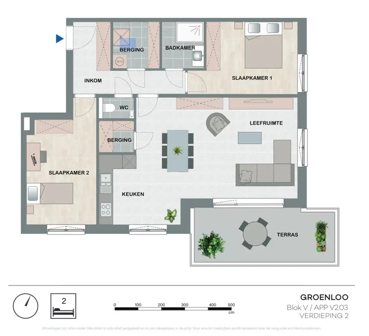 Stijlvol nieuwbouwappartement met 2 slaapkamers, ruim terras, ondergrondse staanplaats en berging in Residentie Groenloo – Koningslo (Vilvoorde) foto 3
