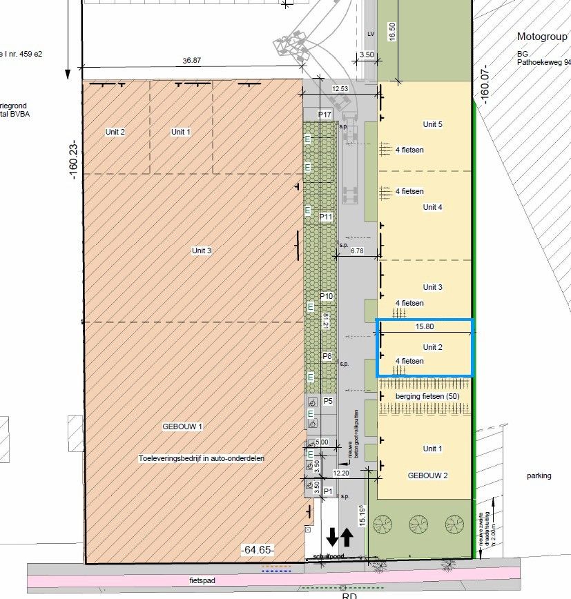 NB OPSLAGRUIMTE (153m²), met hoge sectionaalpoort en private parkeerplaats voor de deur. Op industriezone "Herdersbrug" te 8000 Brugge. foto 2