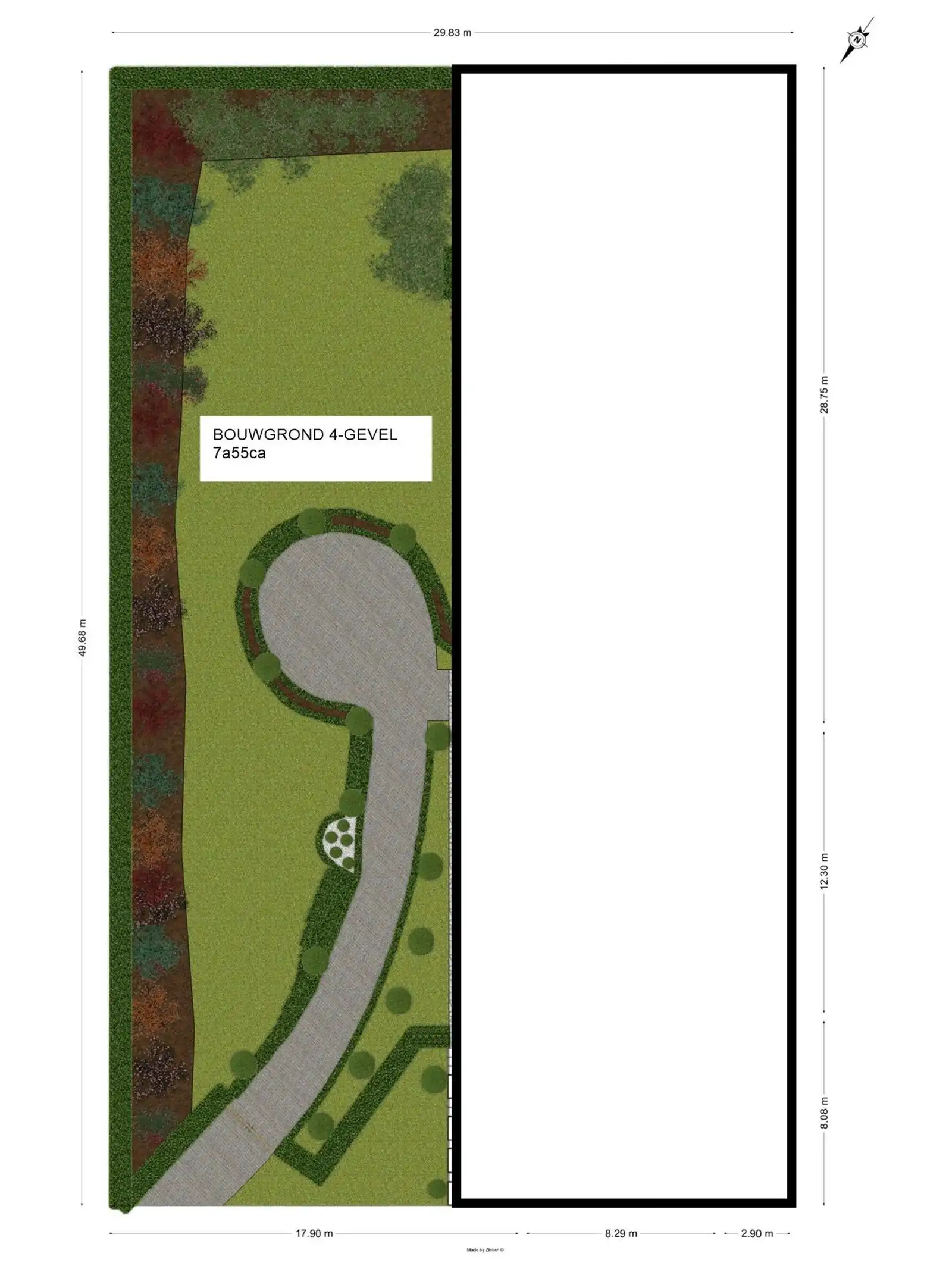 Bouwgrond (754ca) voor een 4-gevel woning  foto {{pictureIndex}}