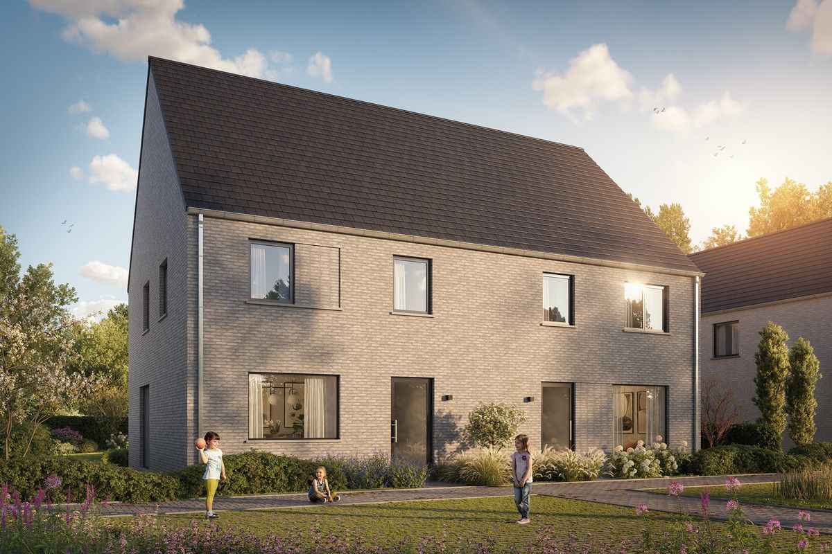 Energiezuinige halfopen bebouwingen in een groen en centraal gelegen woonerf te Belsele foto {{pictureIndex}}