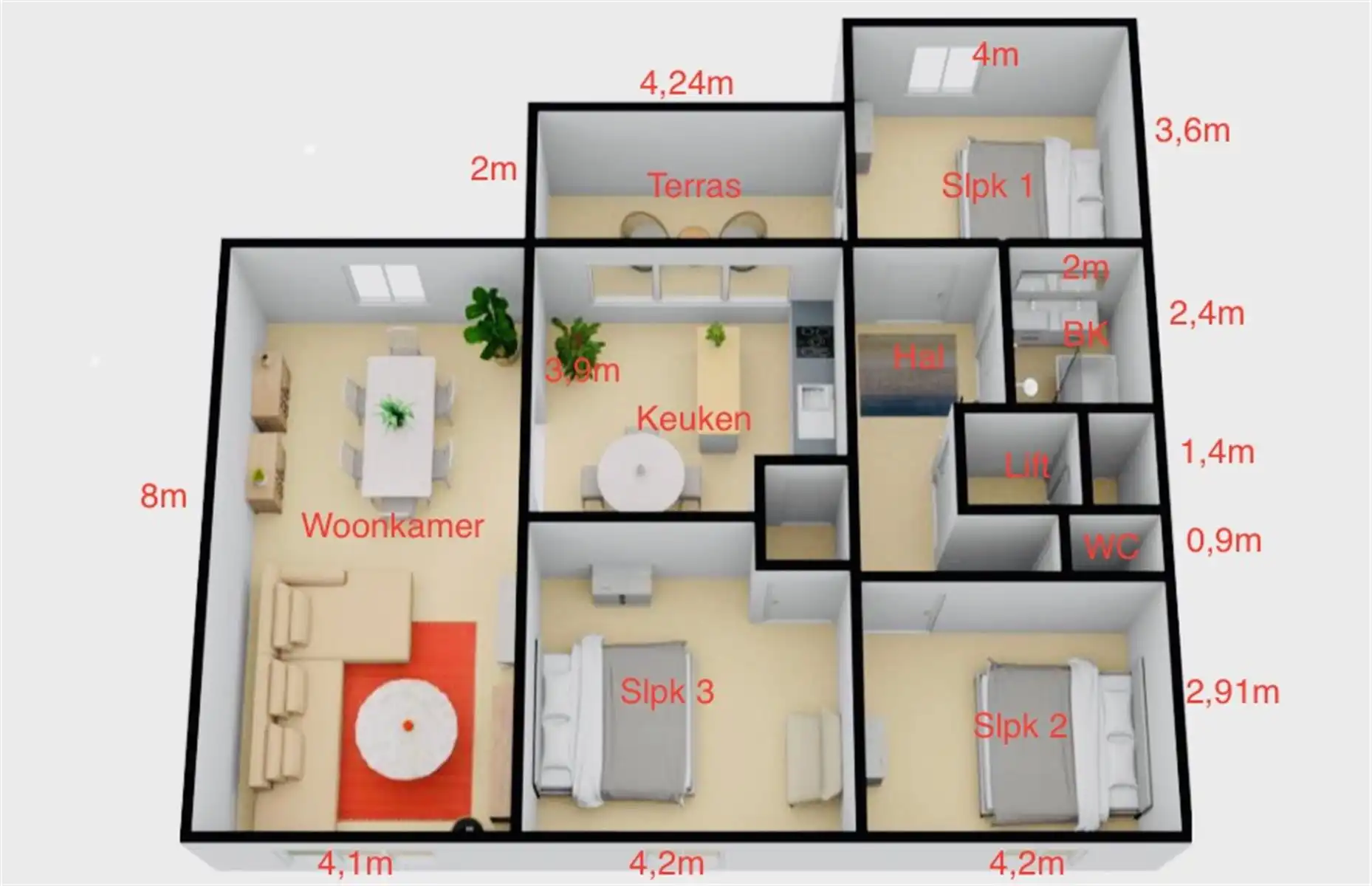 Uiterst ruim 3-SLK-appartement met terras, topligging! foto 18
