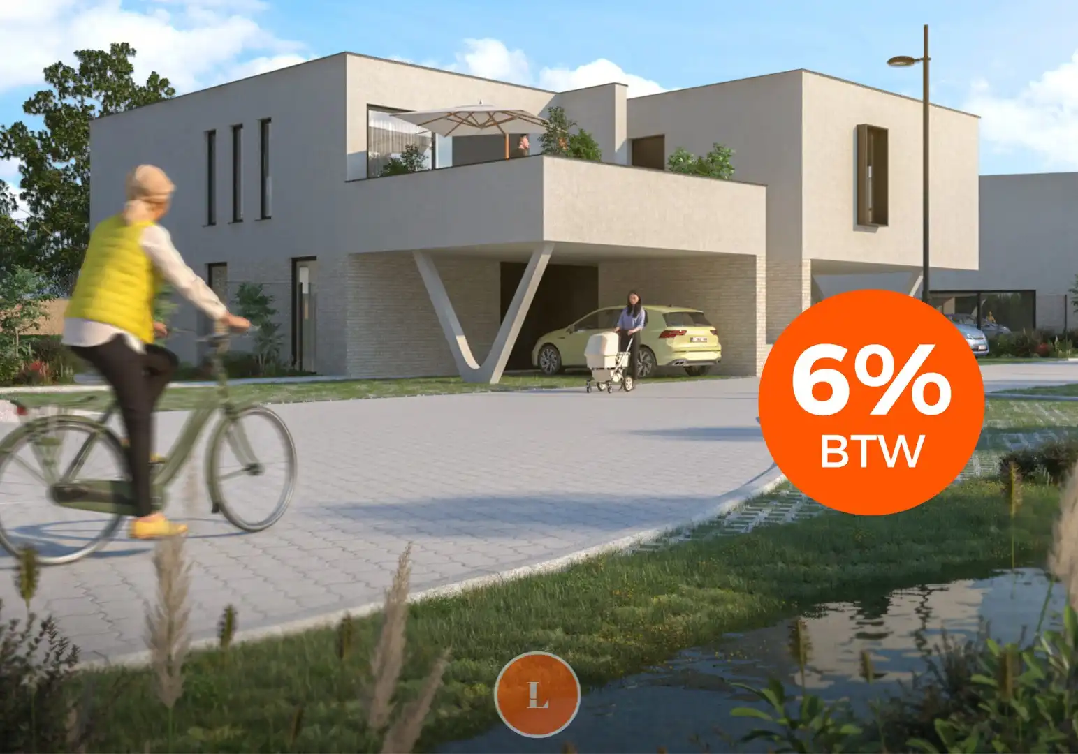 Nieuwbouw gelijkvloerse urban appartement met tuin, terras en parkeerplaats foto {{pictureIndex}}