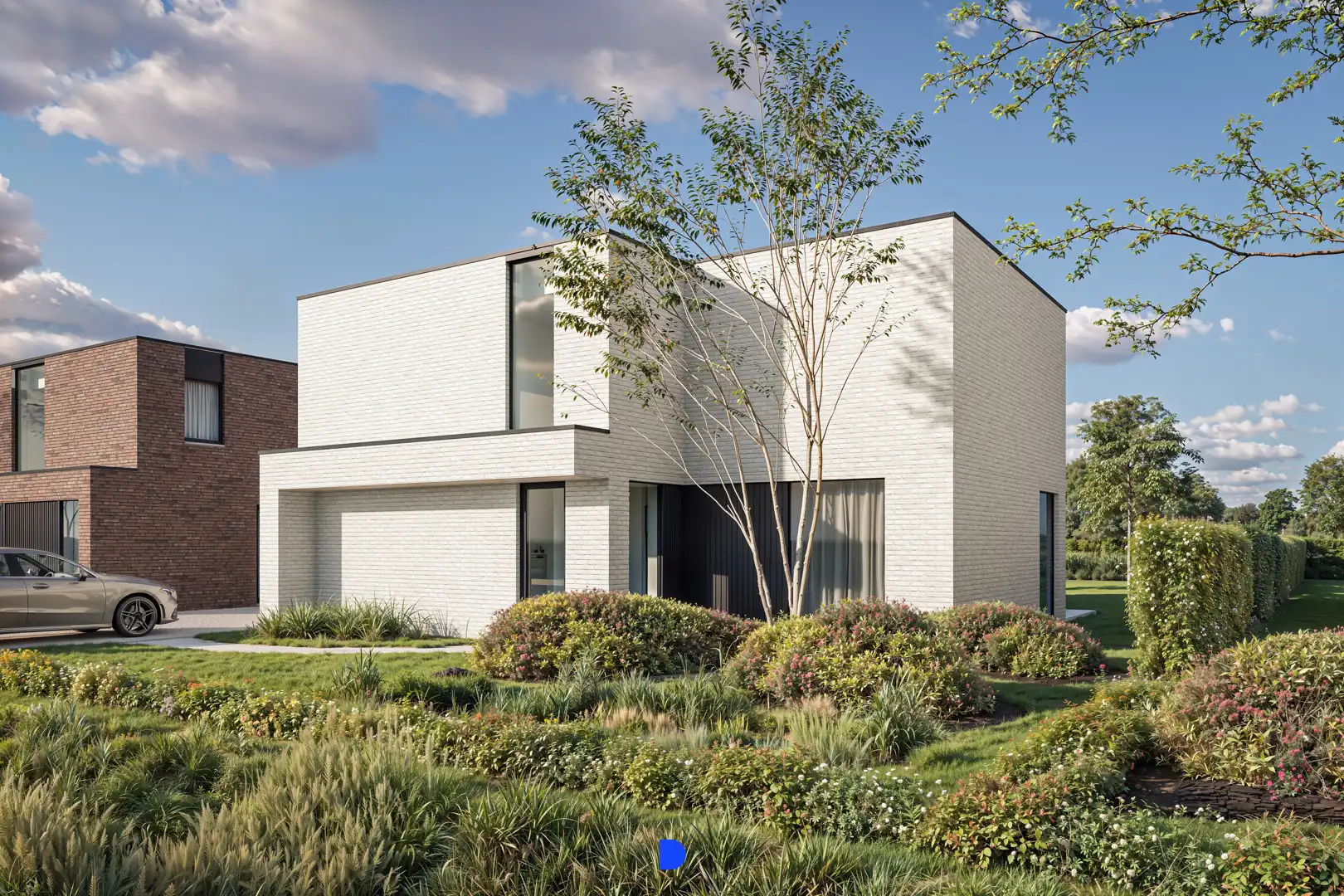 Moderne nieuwbouwvilla in landelijke omgeving. foto {{pictureIndex}}