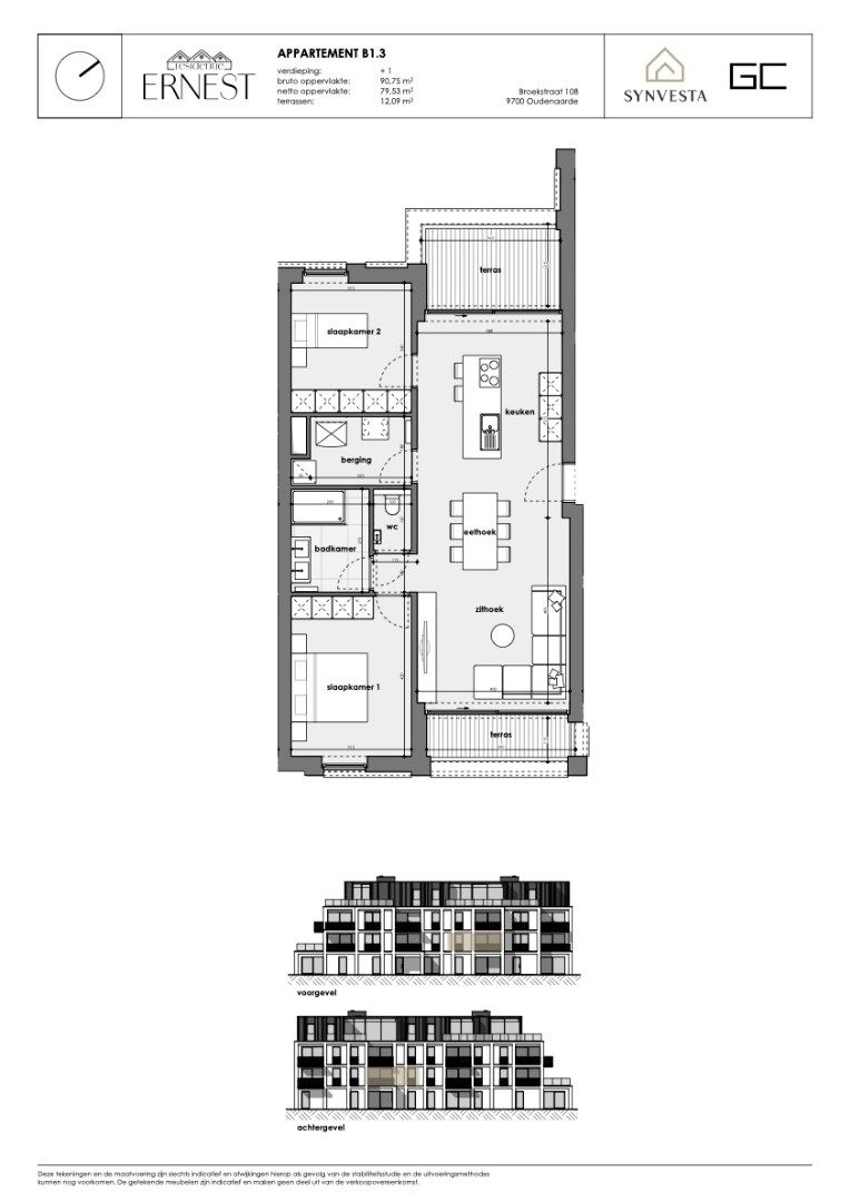 2-slaapkamersappartement met 2 terrassen in nieuwbouwproject Ernest foto 3