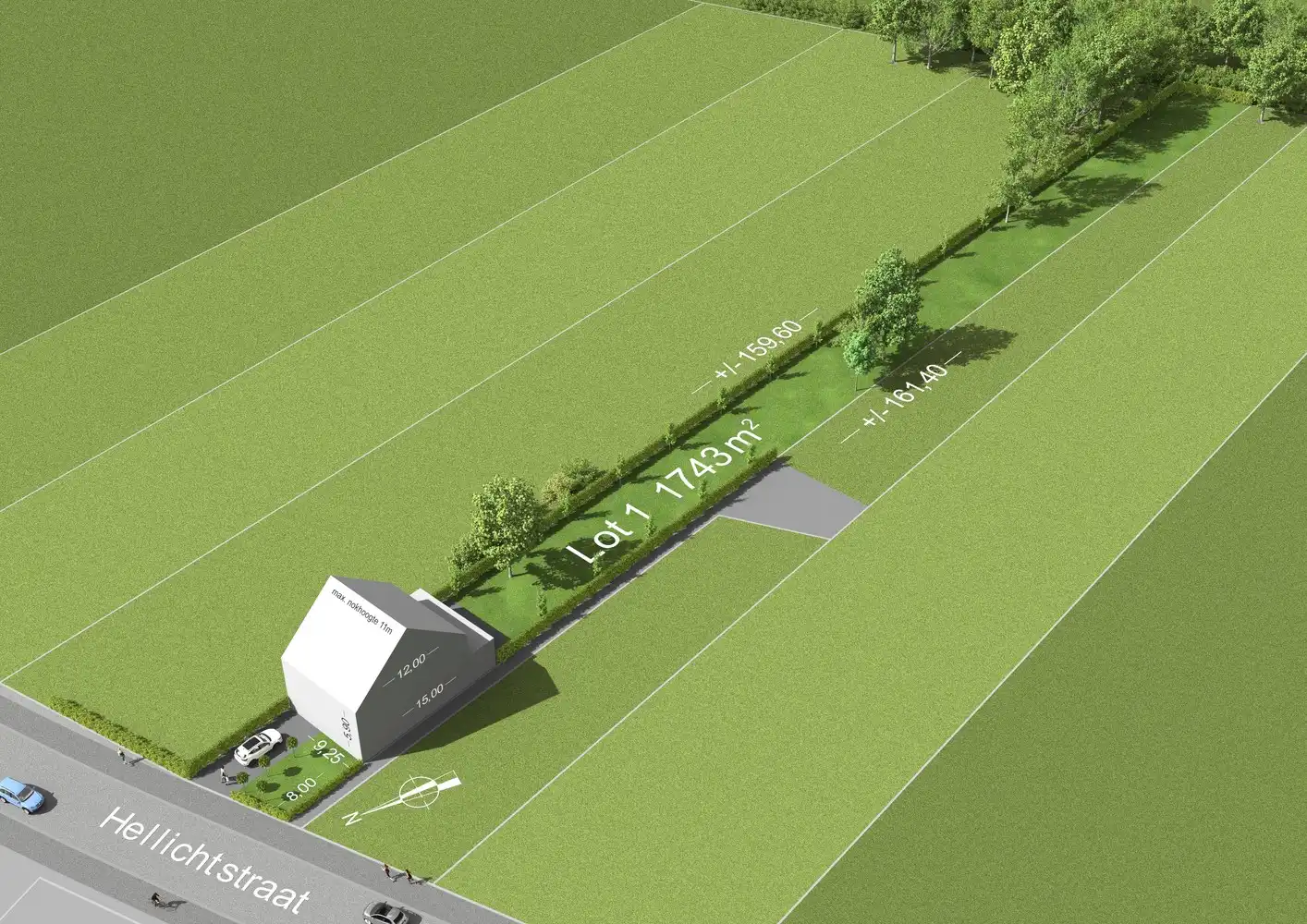 Rustig gelegen Z-gerichte bouwgrond van 17are 43ca voor een open bebouwing te Rotselaar. foto 6