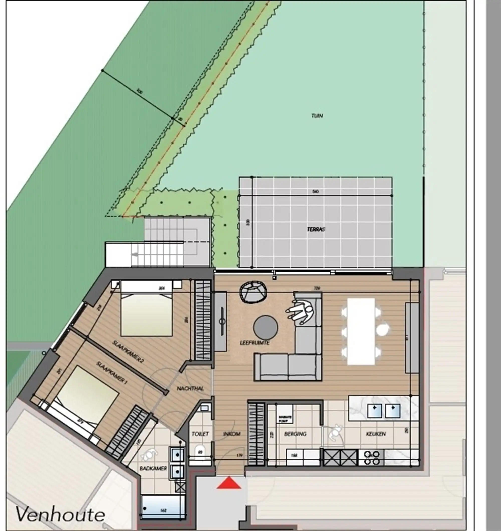 Gelijkvloers appartement met 2 slpk's en garage foto 16