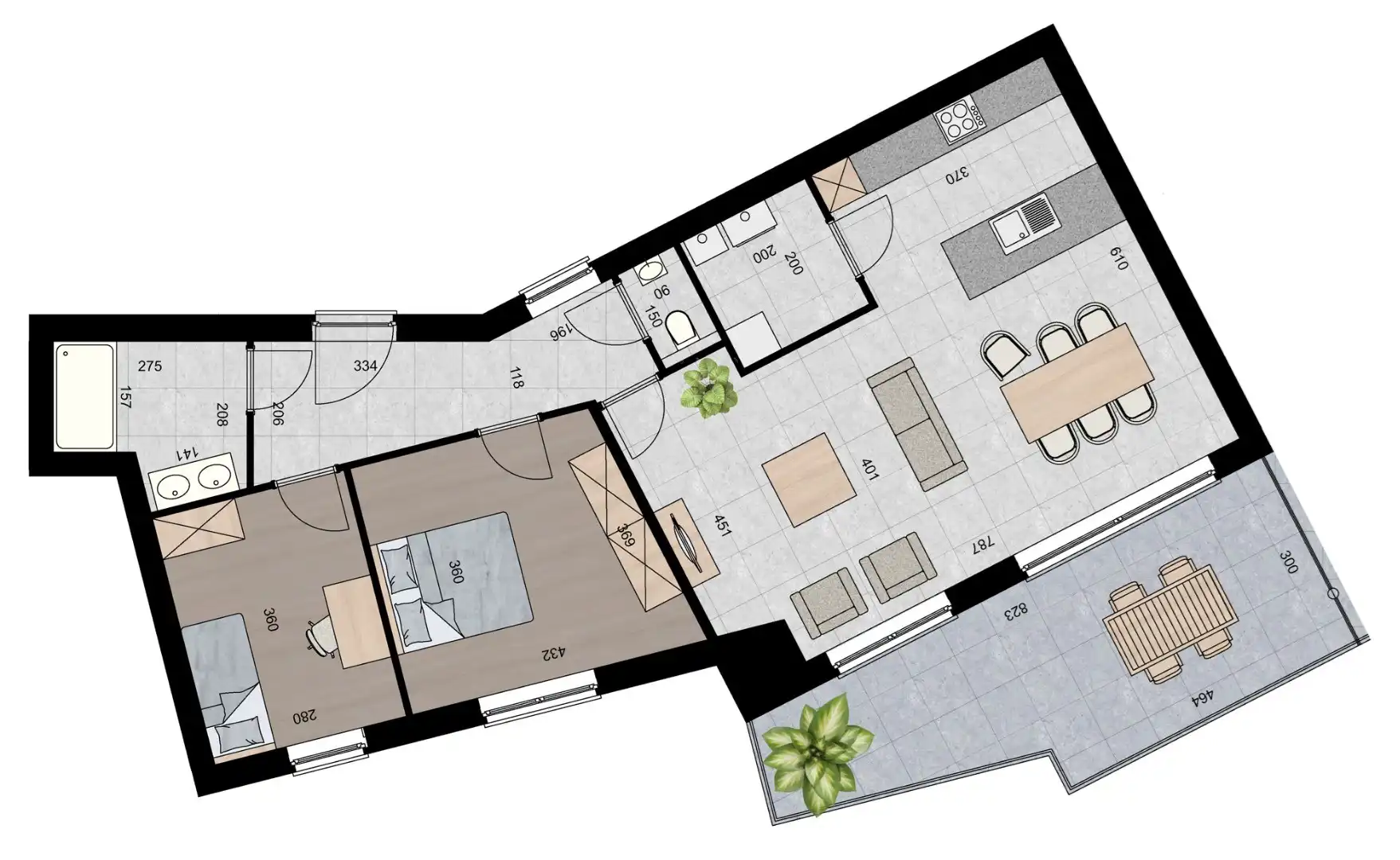 Penthouse (100 m²) met 2 slpk en ruim terras.  foto 3
