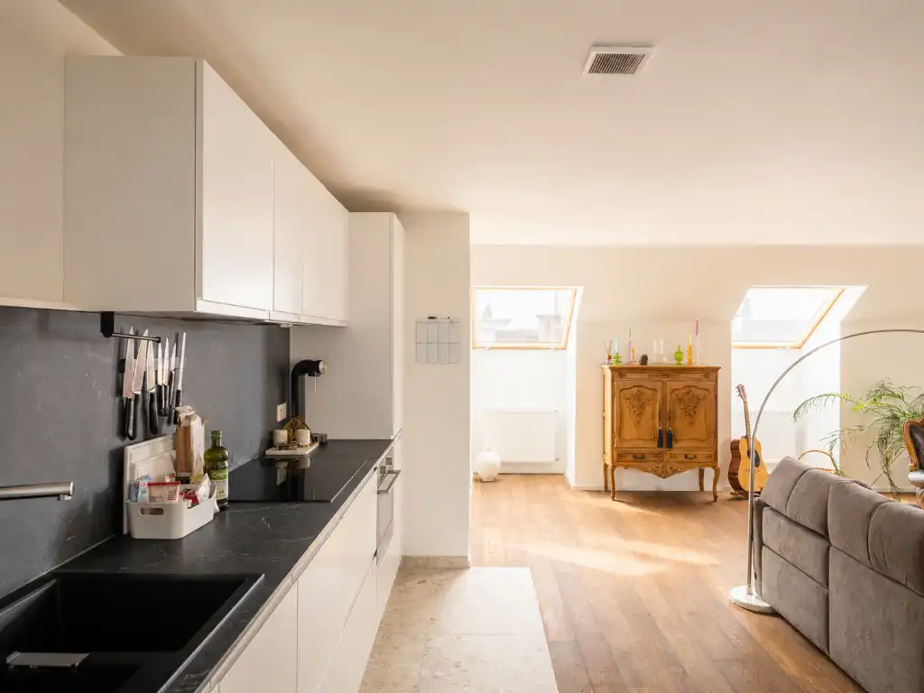 Stijlvol duplex appartement met 2 slaapkamers en terras, centraal gelegen in het bruisende centrum nabij alle belangrijkste straten en pleinen van Gent. foto 5