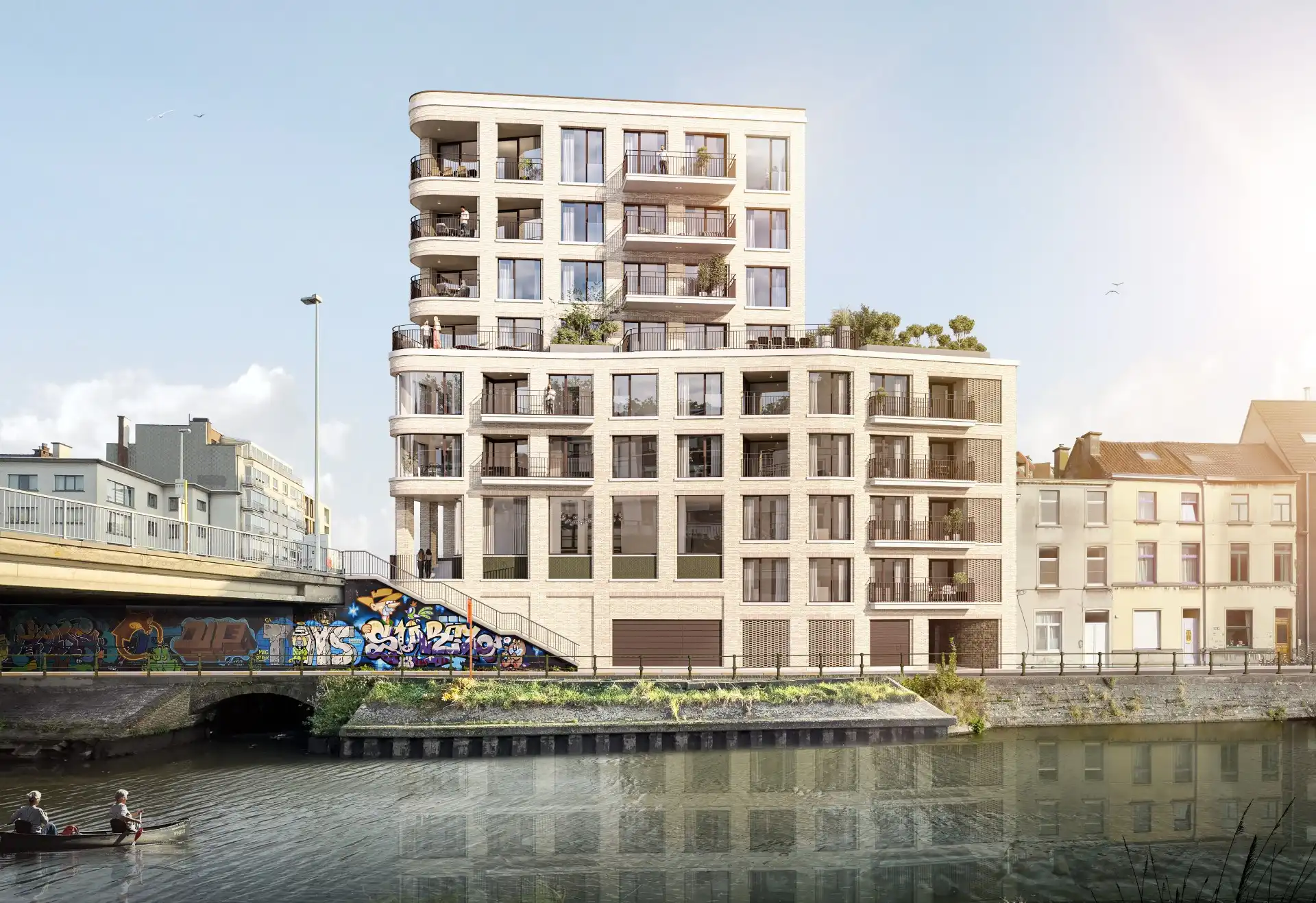 Ruim nieuwbouwappartement op het tweede verdiep op een prachtige locatie in Gent foto {{pictureIndex}}