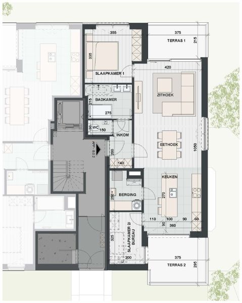 Gelijkvloersappartement in Residentie Pelikaan met ruim terras en zicht op groen foto 2