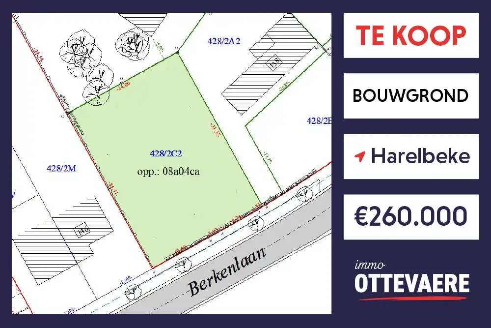 804 m² BOUWGROND TE KOOP VOOR ALLEENBOUW IN HARELBEKE (24 x 33.50) foto 2