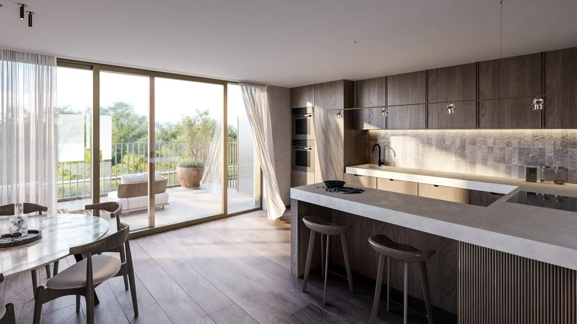 Nieuw, zuidgericht duplex woonappartement  met  gevelbreedte van ca. 34 meter nabij centrum Knokke, Zegemeer & Scharpoord.  foto 2