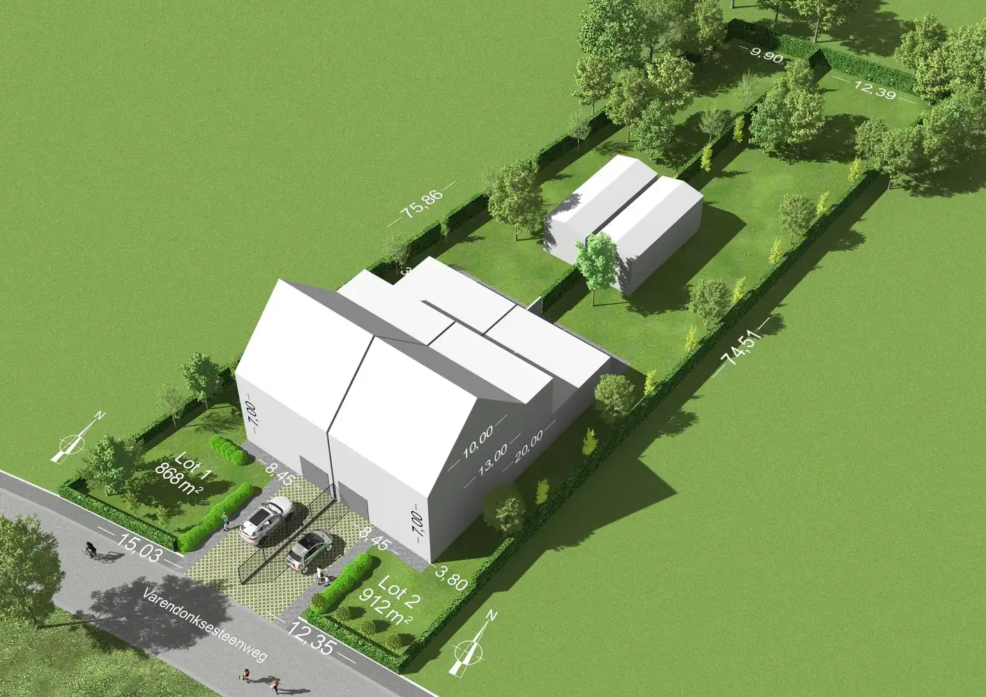 2 bouwloten voor halfopen bebouwing op rustige ligging foto {{pictureIndex}}