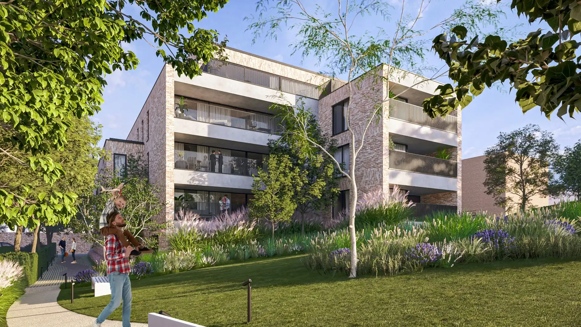 Nieuwbouwappartement met 2 slaapkamers en ruim terras uitgevend op de binnentuin, in res. De Motte, vlakbij het centrum van Hoeselt foto 5