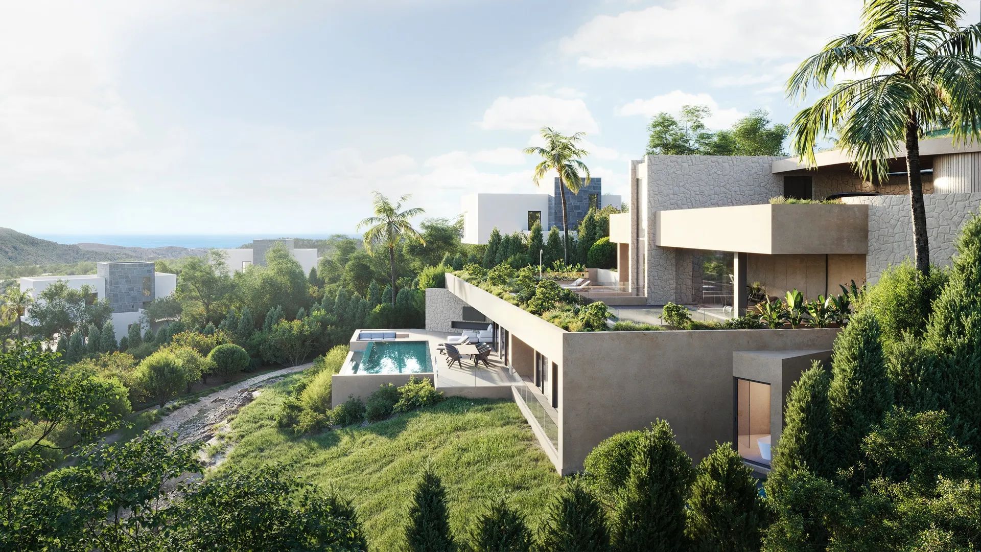 Wonen boven de wolken: exclusieve designvilla met zeezicht in de heuvels van Montemayor foto 5