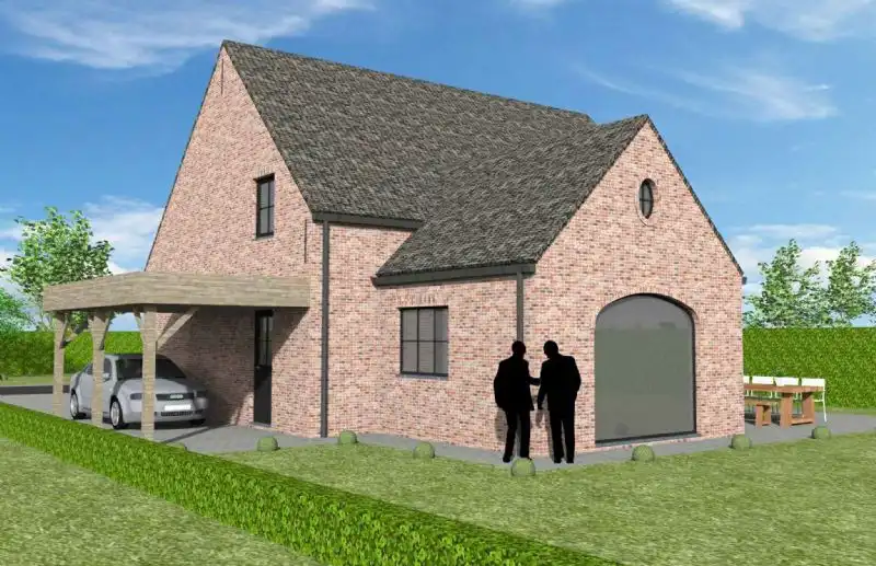 Nieuw te bouwen alleenstaande woning met vrije keuze van architectuur te Ardooie. foto {{pictureIndex}}