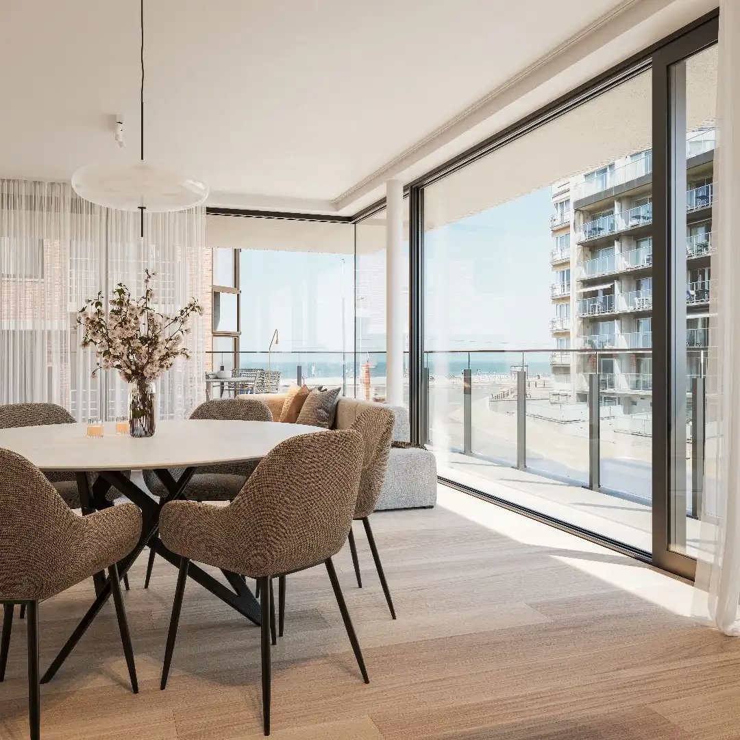 Exclusief nieuwbouwappartement met terras en zijdelings zeezicht! foto {{pictureIndex}}