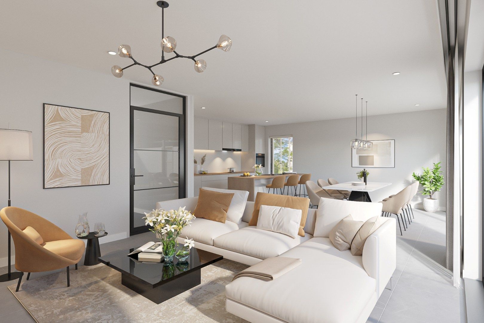 Gelijkvloersapp. met 2 slpks, kantoorruimte en autostaanplaats foto 3