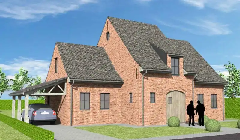 Nieuw te bouwen alleenstaande woning (water- en winddicht) met vrije keuze van architectuur te Ruien. foto {{pictureIndex}}