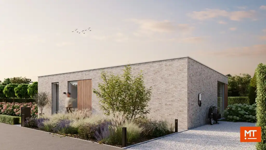 Rustig gelegen alleenstaande nieuwbouwwoning (gelijkvloers) met 2 slaapkamers en zonnige tuin in Passendale. foto {{pictureIndex}}