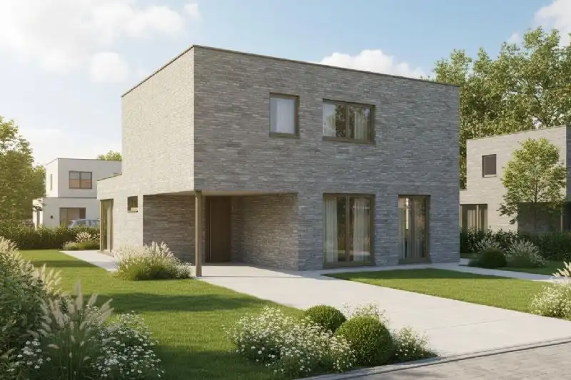 Nieuw te bouwen halfopen woning te Waregem. foto {{pictureIndex}}