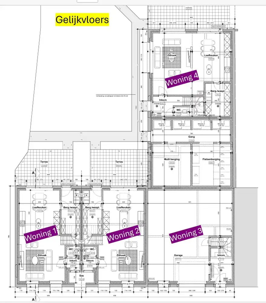 VERGUND PROJECT:  4  woningen met achterliggende staanplaatsen foto 5